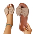 thumbnail image 2 of Domuza Women's Bow Flat Casual Sandals 2026 Summer Comfortable Non-slip Slides Slip On Open Toe Sandals Indoor Outdoor Slippers Shoes Khaki 7（EU-38）, 2 of 3