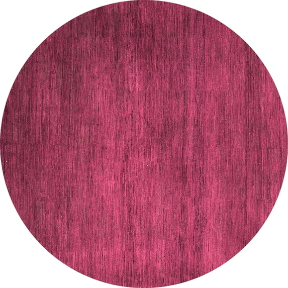 Ahgly Company Indoor Round Abstract Pink Modern Area Rugs, 7' Round