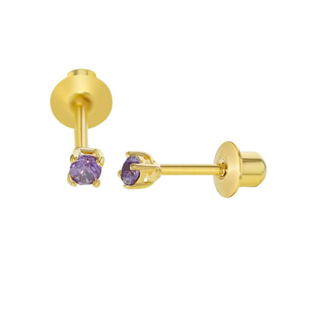 In Season Jewelry 18k Gold Plated Tiny Crystal Screw Back Baby Earrings 2mm