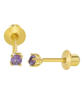 Baby Jewelry Product Image In Season Jewelry 18k Gold Plated Tiny Crystal Back Baby Earrings 2mm