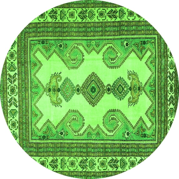 Ahgly Company Indoor Round Persian Green Traditional Area Rugs, 3' Round