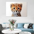 thumbnail image 3 of Mudket Cute Baby Cheetah Cub Canvas Wall Art, Minimalist Animal Wall Art for Bedroom Print for Neutral Nursery Kids Room Home Decor, Framed Ready to Hang - 12"L x 8"W, 3 of 9