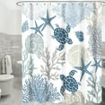 thumbnail image 6 of Dznils Nautical Coastal Shower Curtain with Hooks, Blue Turtle Fabric Bathroom Curtain, 72" x 72", 6 of 9