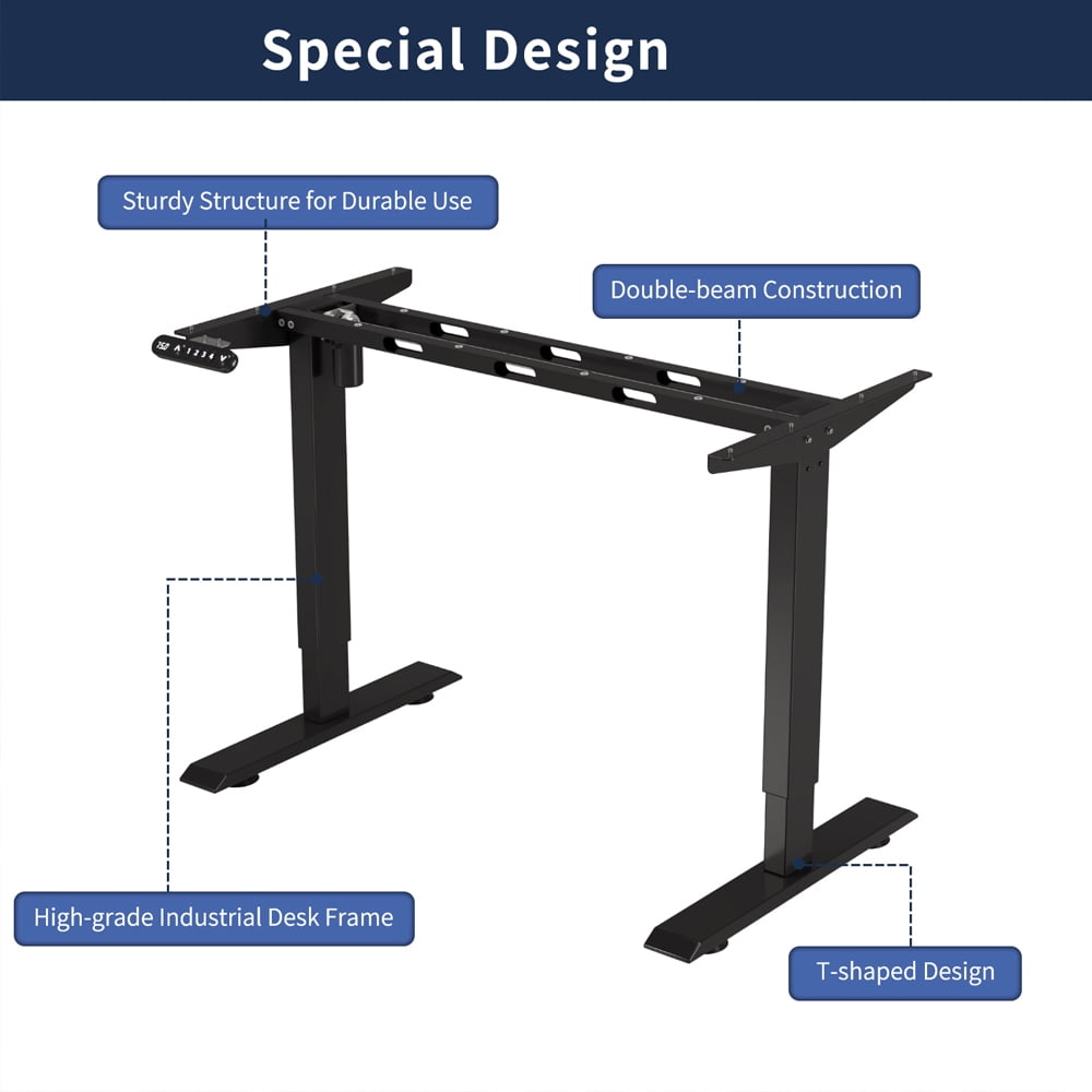 55" x 24" Black & Rustic Brown Electric Standing Desk, Height Adjustable Sit Stand Desk with Type-C Port for Home Office