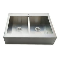 Kingston Brass Edinburg KGKTDF3624911 36" Stainless Steel Double Bowl Drop-In Kitchen Sink with 1-Hole Drain and Strainer, Stainless Steel/Polished Chrome