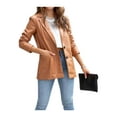 thumbnail image 3 of Genuiskids Women PU Leather Blazer Jacket Faux Leather Long Sleeve Lapel Collar Solid Autumn Spring Casual Outerwear with Pockets Vintage Streetwear, 3 of 6