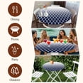 thumbnail image 7 of Navy Blue Ombre Stripe Round Tablecloth, Fitted Table Cover with Elastic for 45"-54" Round Tables, Modern Abstract Gradient Striped Table Cloth Outdoor Indoor Dinning Party Waterproof Tablecloths, 7 of 7