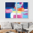 thumbnail image 3 of PixonSign Framed Canvas Print Wall Art Set Neon Pastel Colorblocks Geometric Shapes Illustrations Modern Art Contemporary Colorful Multicolor Ultra for Living Room, Bedroom, Office - 24"x36"x2 WHITE, 3 of 5