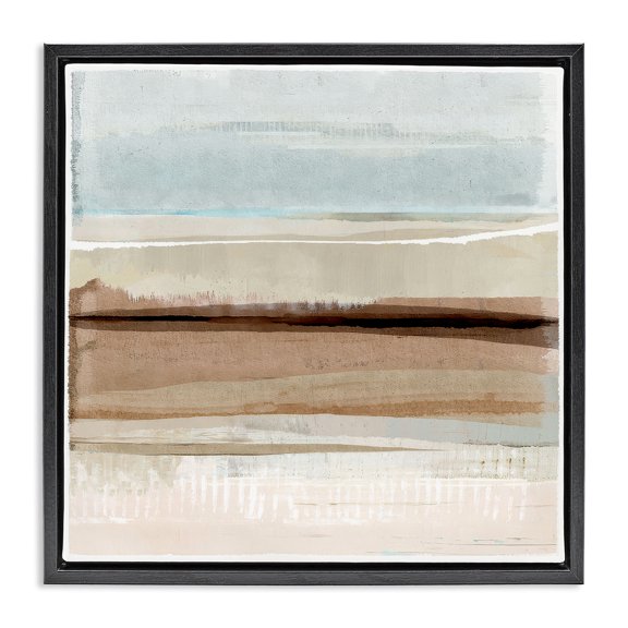 Stupell Industries Winter Sands Pattern Abstract Painting Black Floater Framed Canvas Art Print Wall Art, 18 x 18