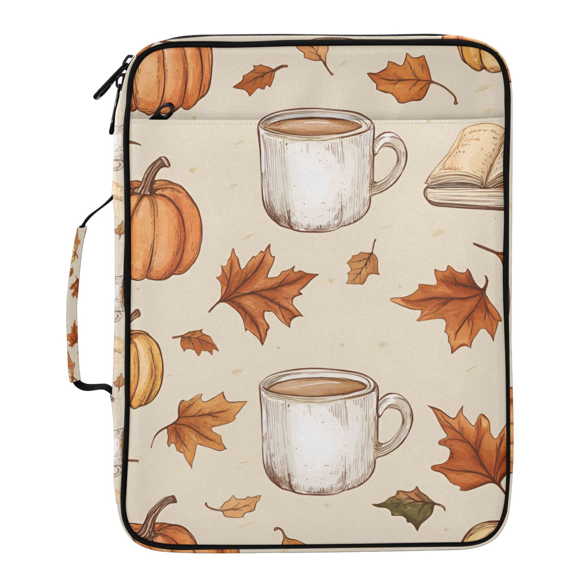 FORMRS Accordion File Folder A4 Size 7-Pocket Expanding Document Organizer Bag with 3 Ring Binder, Fall Mug Pattern