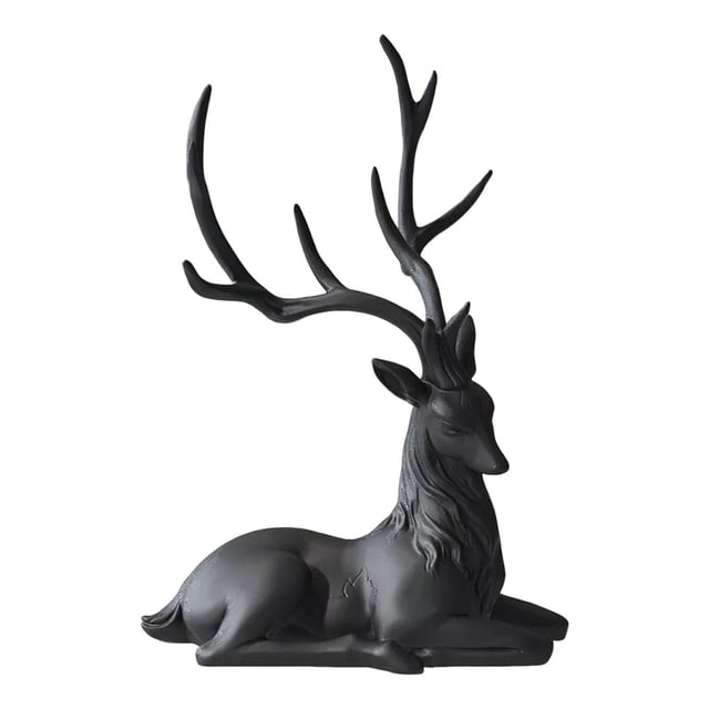 Estatua decorativa de reno de lujo, modelo de ciervo, para escritorio, oficina, dormitorio y hogar. mentira negra