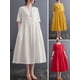 thumbnail image 3 of Vestido, Vestido suelto de mujer con bolsillos Manga corta Vestido informal de vacaciones Tomshoo Blanco/XX-grande, 3 of 7
