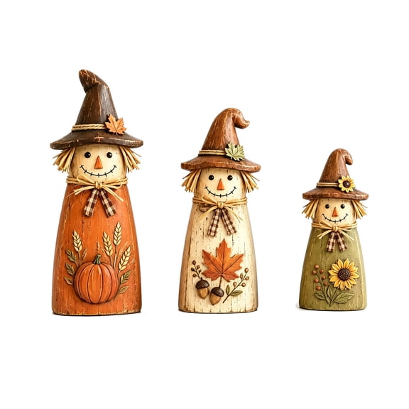 VQPeo Vintage Wooden Scarecrow Wall Decor Set - Double-Sided Printed Fall Decorations for Indoor or Outdoor Use, Rustic Farmhouse Style Accents