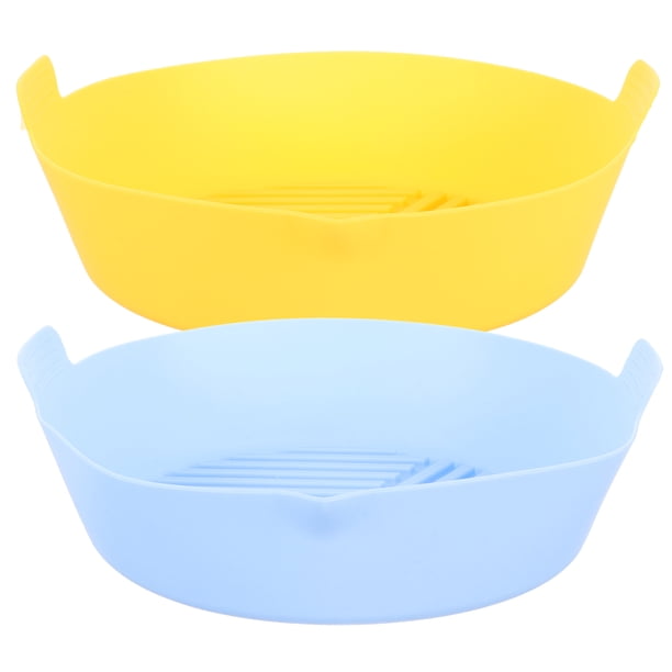 2 piezas de ollas de silicona para freidora de aire, revestimientos de silicona para freidora de aire, cesta antiadherente para freidora de aire, bandeja reutilizable para hornear