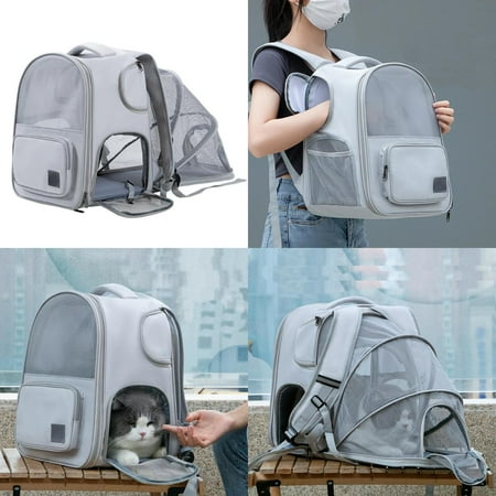 DUFDERIA Large Convenient and Breathable Expandable Pet Backpack for Kitten or Small Dog - Spacious and Comfortable Cat Carrier - Ideal Puppy Tote Bag for Adventure-Ready Pets - Perfect