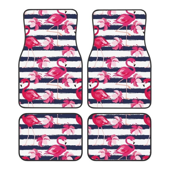 Daiia Flamingos Printed Car Floor Mats Set of 4, Durable Non Slip Auto Floor Carpet, Car Interior Carpets Proof Foot Pads Anti-Slip Cushion Automoetive Accessories