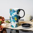 thumbnail image 5 of Topadorn Ceramic Coffee Mug Travel Coffee Ceramic Mug Ceramic Latte Teacup with Lid and Color Box 17 oz.,Yellow and Blue flowers, 5 of 9