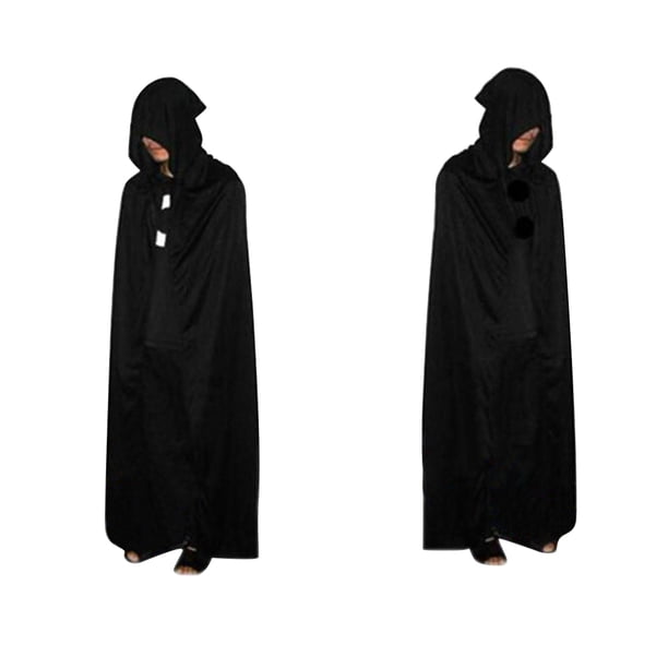 Capa de Halloween Grim Reaper Death Devil Capa con capucha Capa Black Death Disfraz Cosplay 170cm