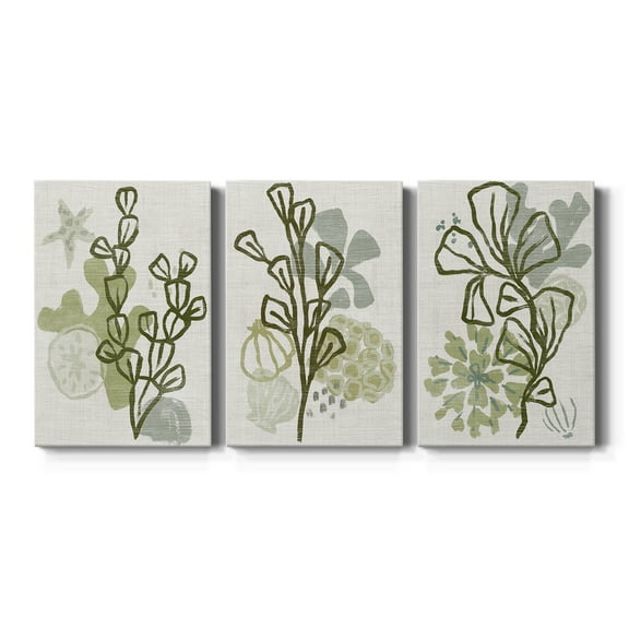 Coral Blockprint I Premium Gallery Wrapped Canvas - Ready to Hang - 32 x 48 Each