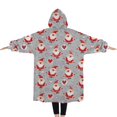 thumbnail image 2 of Oversized Wearable Blanket Hoodie,Gray Christmas Santa Pattern Sherpa Blanket Hoodie with Super Pockets,Super Warm Fuzzy Pullover for Women & Men, 2 of 6