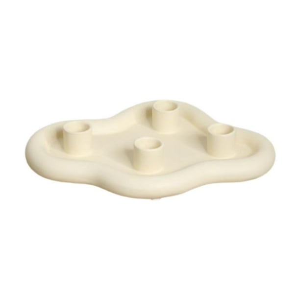 Candelabro de cerámica con forma de cónico, bandeja para velas, candelabro para comedor, soporte para velas para el día de San Valentín, boda, Acción Beige