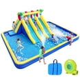 thumbnail image 2 of Neche Inflatable Water Slide Bounce House，246" x 195" x 93" Large Pool Outdoor with 750W Blower, Kids Water Park with 3 Long Water Slides, 2 of 10