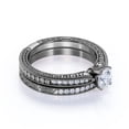 thumbnail image 3 of JeenMata Round Real Diamond - Vintage - Milgrain - Edwardian Gothic Wedding Ring Set - 10K Black Gold, 3 of 6