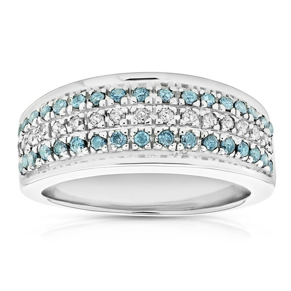 Vir Jewels 0.55 CTTW Blue and White Diamond Wedding Band Bridal Ring 10K White Gold Size 7