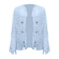 thumbnail image 6 of Shadoumai Womens Long Sleeve Open Front Cropped Fringe Trim Jacket Work Office Casual Blazer Fashion Fuzzy Coat Jacket, 6 of 6