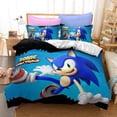thumbnail image 2 of Funda de edredón de Sonic The Hedgehog con estampado de dibujos animados de anime, 100 % poliéster, tamaño doble, varios tamaños, regalo para niños, 2 of 5