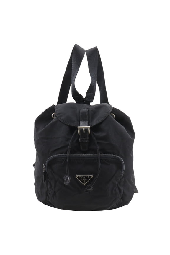 Pre-Owned Prada PRADA Backpack/Daypack, Nylon, Black, A5 Size, Magnetic Type, Women's (Fair)