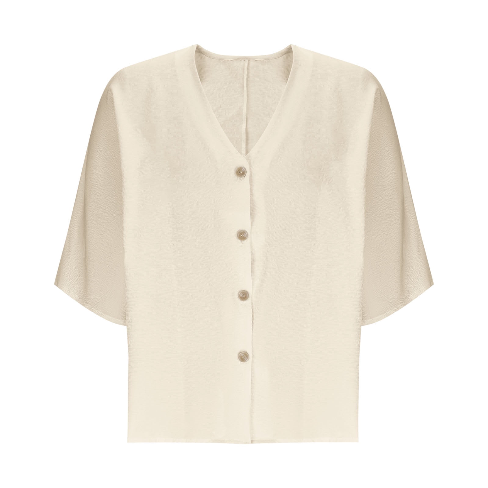 Button-Down Shirts for Women Plus Size L-4X Lightweight 3/4 Sleeve Blouses Tops Womens Casual Solid Color Loose V Neck Beach Cover Ups Tees Top