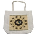 thumbnail image 1 of Zodiac Shopping Bag, Horoscoope Wheel of and Written Names, Eco-Friendly Reusable Bag for Groceries Beach and More, 15.5" X 14.5", Cream, by Ambesonne, 1 of 2