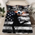 thumbnail image 2 of Homewish American Flag Twin Sheet Sets,Football Game Gaming Twin Fitted Sheet,Gray Black Flat Sheet For Boys Teens,Ultra Soft Home Decor,3-Piece, 2 of 7