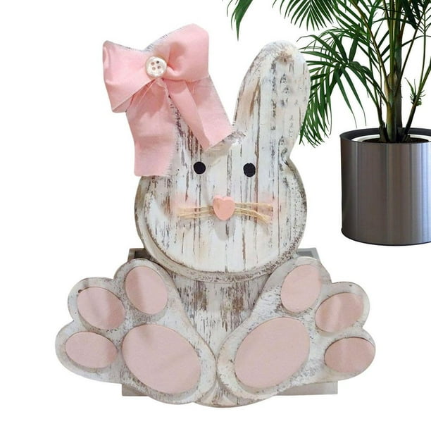 Laideyi Bunny Planter Cute Wooden Bunny Flower Pots for Indoor Plants ...