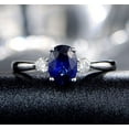 thumbnail image 4 of Trilogy 1.5 Carat 8x6mm Oval Cut Blue Sapphire And Moissanite Diamond Engagement Ring in 10k White Gold, 4 of 5