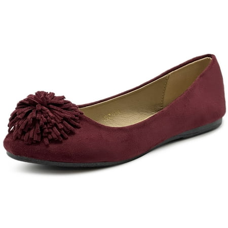 

Ollio Women s Shoes Faux Suede Flower Ribbon Ballet Flats ZM1705