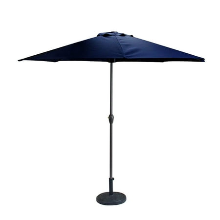 Outdoor Patio Market Umbrella 8 Ft With Hand Crank And Tilt Navy Blue Walmart Canada