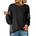 thumbnail image 4 of Womens Sweatshirts Cotton Crew Neck Casual Long Sleeve Pullover Tops Black L, 4 of 6