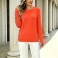 thumbnail image 5 of Garbnen Women Sweaters Basic Solid Color Crew Neck Long Sleeve Knit Sweater Fall Winter Layering Lightweight Warmth Women's Pullover Sweatshirt Saffron M, 5 of 8