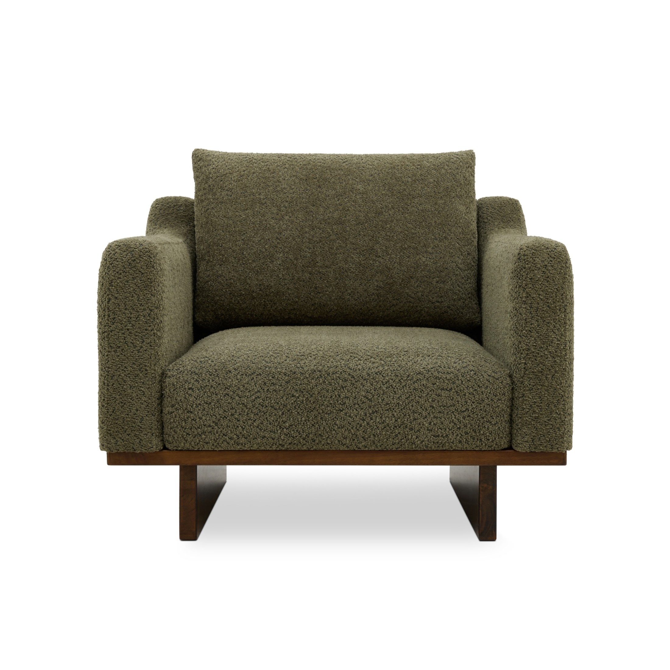 Christopher Knight Home Modern Minimalist Accent Chair, Solid Wood Frame with Soft Cushions, Olive Green