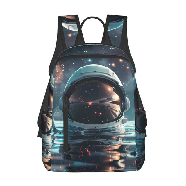 Balery Astronaut Helmet Reflections Mochila ligera para hombre y mujer: duradera e impermeable, ideal para la escuela, el trabajo, viajes y uso diario.