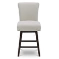thumbnail image 2 of CHITA 26 in Upholstered Swivel Counter Bar Stools with Back&Wood Legs Set of 2, Fabric in Linen, 2 of 8