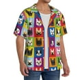 thumbnail image 4 of Wukai Colorful Bulldog Men's Casual Short-Sleeve Button Down Shirt - Lightweight Summer Dress Shirt for Daily Wear-Small, 4 of 7