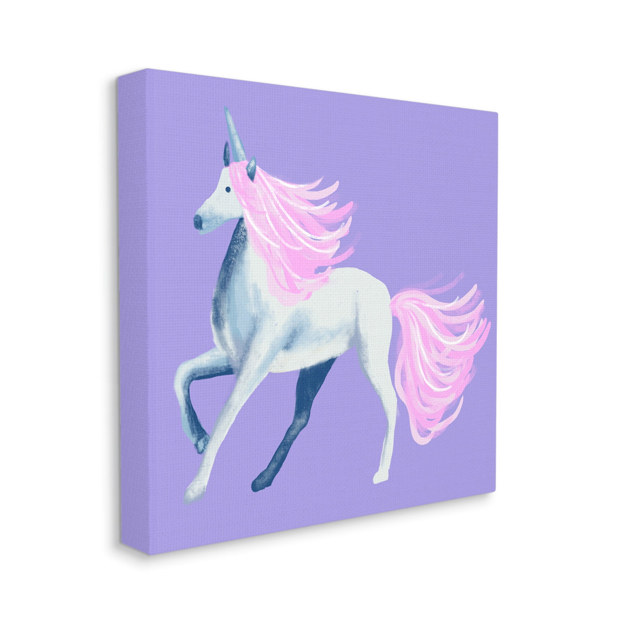 Stupell Industries Purple Unicorn Illustration Fairy Tales & Fantasy Painting Gallery Wrapped Canvas Print Wall Art, 17 x 17