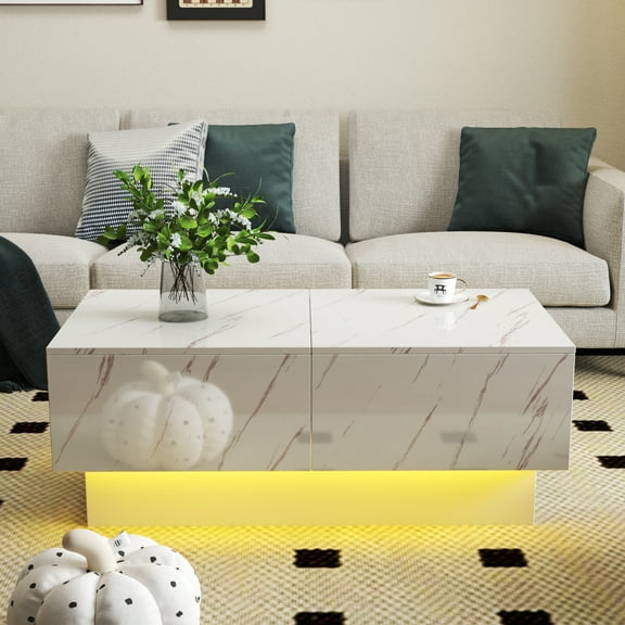 Stylish White Extendable Coffee Table with Hidden Storage Perfect for Living Room