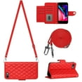 thumbnail image 2 of Charm Style for iPhone 7 / 8 / SE 2020 / SE 2022 Case RFID Blocking Wallet Card Holder Leather PU Flip Cover Folio Lanyard Crossbody Strap Women Girl Magnetic Clasp Kickstand, Red, 2 of 8