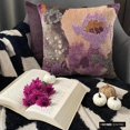 thumbnail image 2 of Toss Pillow Covers, Purple 20"x20" (50x50 cm) Throw Pillow Covers, Velvet Floal, Beaded & Printed Throw Pillows For Sofa, Abstract Pattern Modern Style - Flora N Fauna, 2 of 9