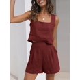 thumbnail image 4 of EASYBRAUS Women Linen Blend Sleeveless Vest and Shorts Set Summer 2025 Casual 2 Piece Outfit S-XXL, 4 of 5