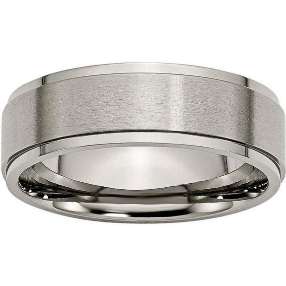 Titanium Ridged Edge 7mm Brushed and Polished Band